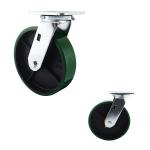 Vintage Industrial Casters 540kg Capacity Green PU 8 Inch Trolley Swivel Casters