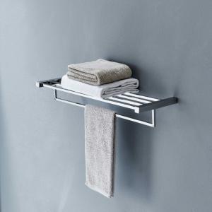 Wholesale 23.6 Inch Bathroom Wall Shelf With Towel Bar SUS304 Stainless Steel Rust Resistant from china suppliers