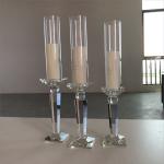 Silver Black 3 Piece Candle Holder Set Centerpiece Crystal Candlestick 20cm