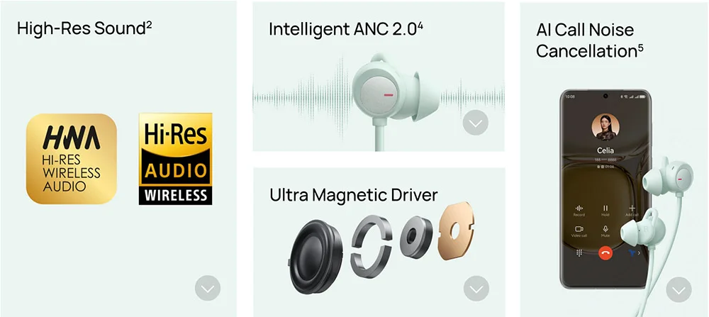 Hua Wei Freelace Pro 2 Wireless Earphones With Neck Mounted High Sound Quality and Long Battery Life