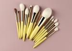 Custom Professional 13 Pieces Gold Yellow Natural Goat Hair Makeup Brushes
