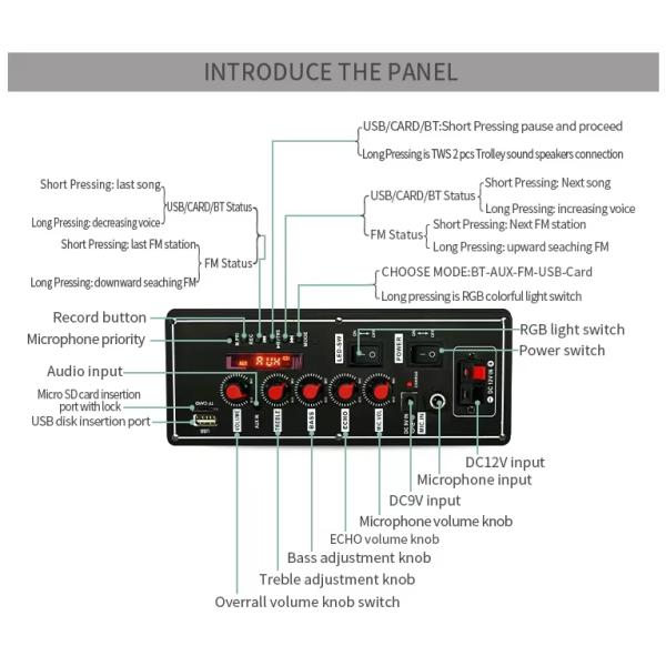 Wireless Wired Microphone Trolley Speaker with FM Radio and Bt Decoder Amplifier Board