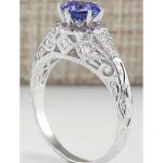 2 ct Cushion Cut Tanzanite Halo Ring in Sterling Silver - Handmade Wedding Ring