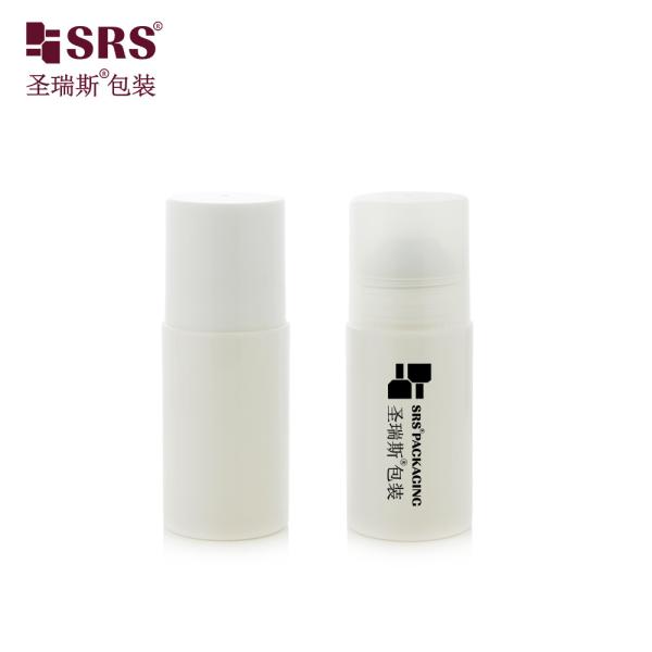 PET30-50ML White PET Roll On Bottle With Screw Cap and Big Steel Roller Ball