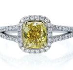 Cushion Loose Diamond HPHT Lab Grown Yellow Diamond fancy intense yellow wedding
