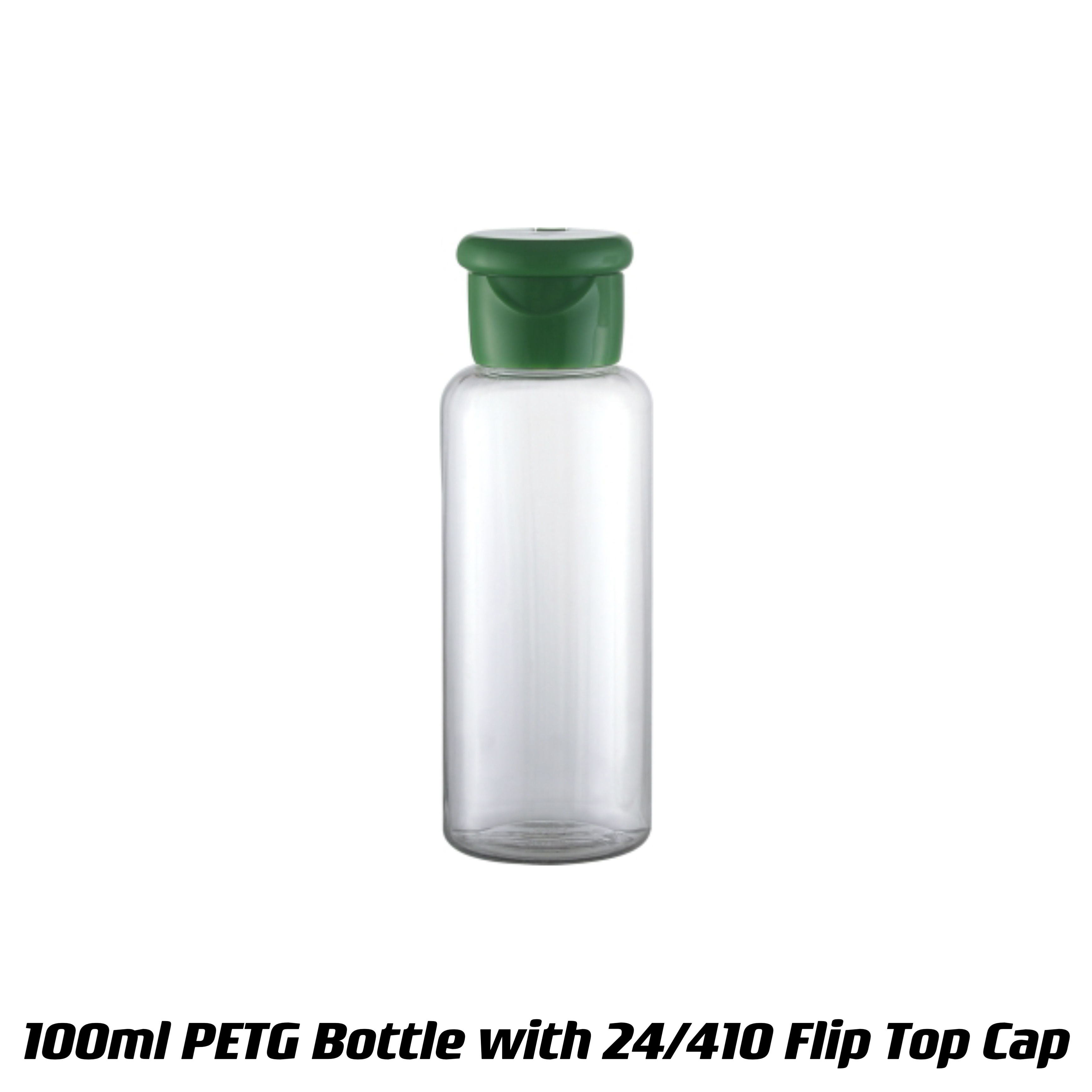 Transparent PETG Collar 100ml Clear Plastic Bottle with Custom Color and Cap
