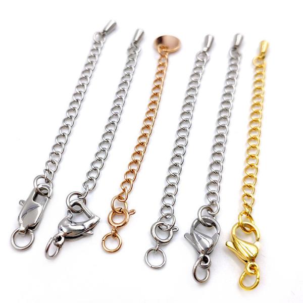 Custom Tail Chain with DIY Jewelry Accessories Gold Silver Stainless Steel Necklace Extender Chain 5cm