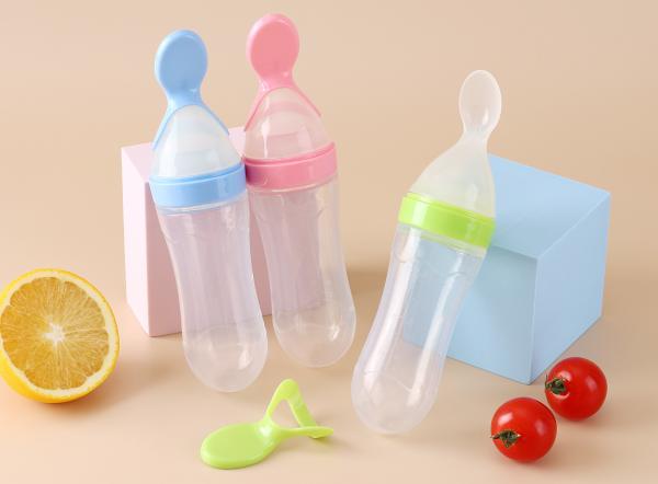 Silicone Squeeze Bottle Spoon Toddler Baby Food Dispensing Spoon Rice Paste