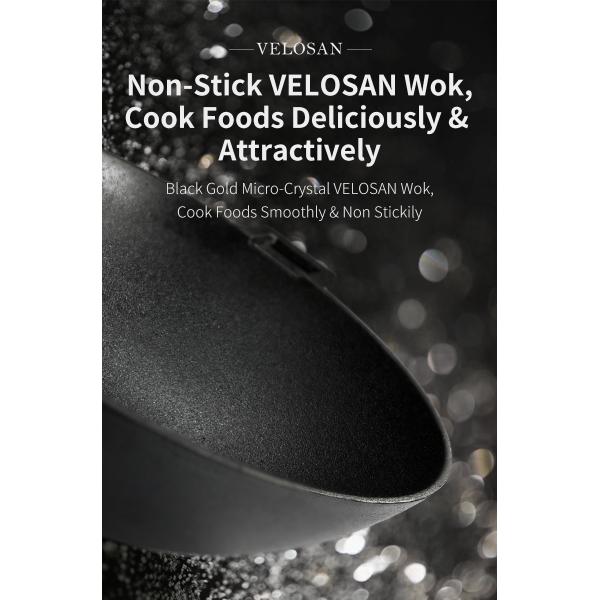 Black Flat Bottom Fry Pan ILAG Coating 10.4cm Deep 1.7kg Texture Surface Handle