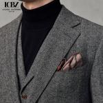 Logo Suit for Men Slim Fit End Gray Wool/Silk Business Casual Formal Wedding