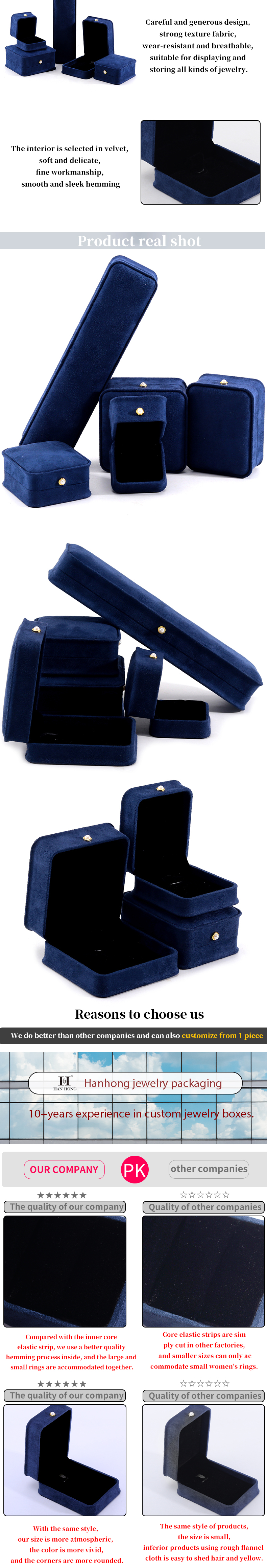 Velvet Material Handmade Jewelry Box for Bracelet Earrings Necklace Pearl Lock