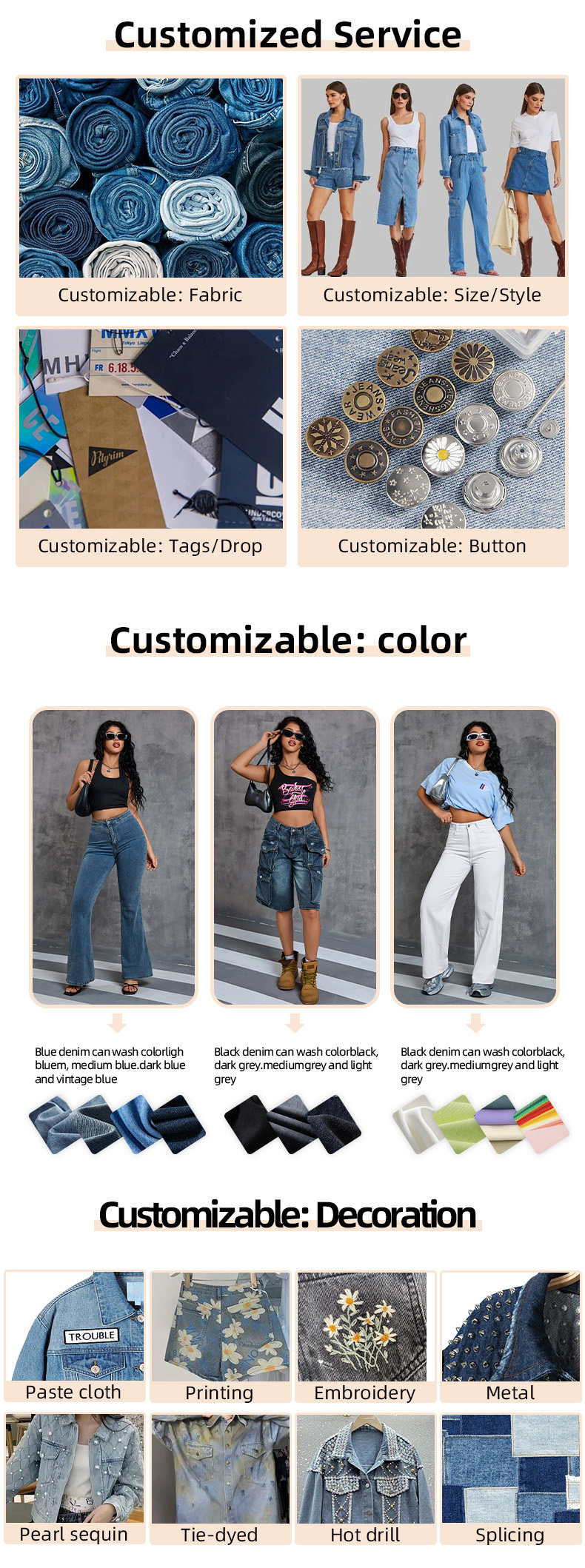 Smoky gray nine-point long wide-leg jeans