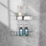 Stainless Steel 2 Tier Bathroom Hanging Shower Shelf With Adhesive Magic Sticker