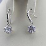 925 Sterling Silver Clear Cubic Zircon Dangle Earrings (YAQA002)