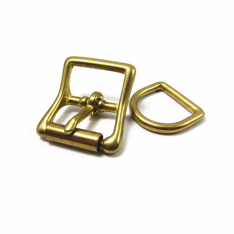 25mm High Quality Solid Brass Adjustable Slide Roller Buckle With D ring Sets For Pet Collar
