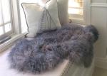 Genuine Grey Tibetan Mongolian Sheepskin Lambskin Bed Runner Throw Multiple