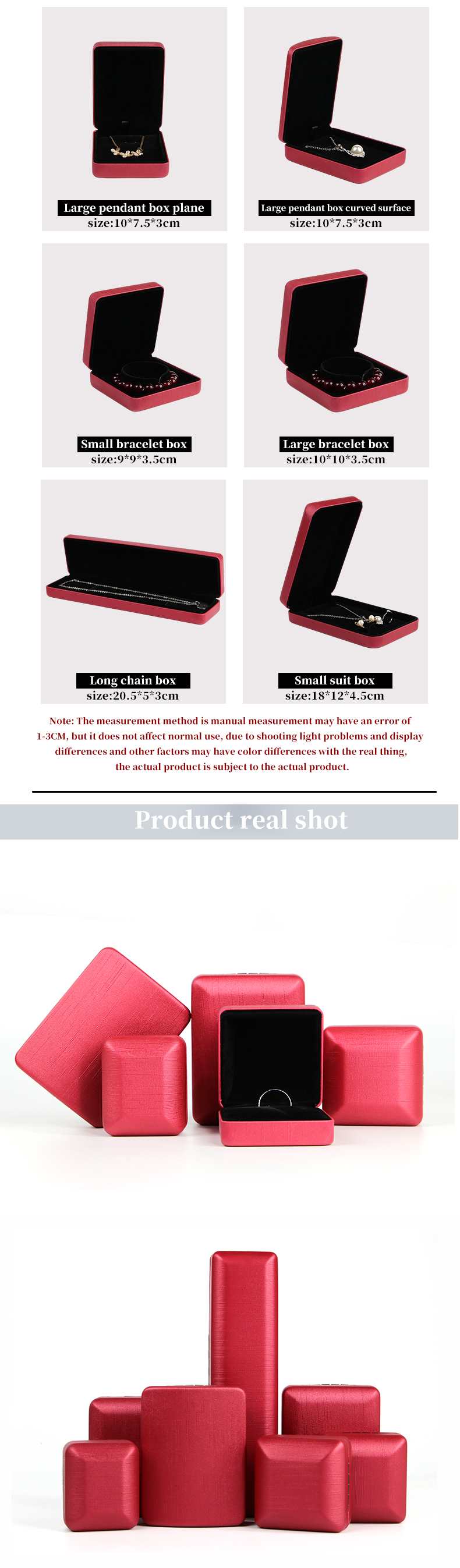 Red PU Leather Jewelry Box for Rings and Sets Customized Hanhong Design Iron Material