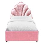 Single Size Pink Fabric Gas Lift Storage Bed For Children Bedroom