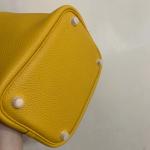 Hermes Branded Ladies Handbag Jaune Ambre Picotin Lock PM Clemence Leather