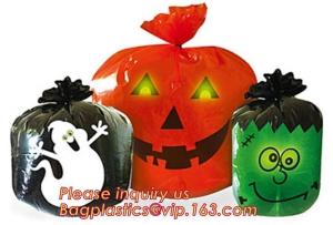 Wholesale Disposable Halloween Pumpkin Leaf Trash Bags Yard Decor Party Jack-O-Lantern from china suppliers