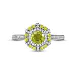 Green Peridot & CZ Ring 1/6 ct tw 10K White Gold In Silver