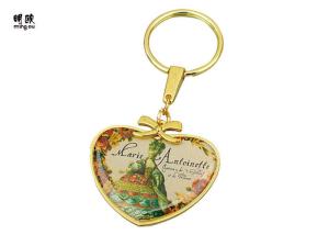 Wholesale Vintage Heart Shaped Key Ring Metal Plating , Epoxy Sticker Photo Key Chain from china suppliers