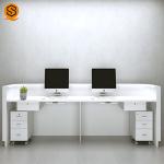 SGS LED White Curved Reception Desk Private Logo For Shopping Mall