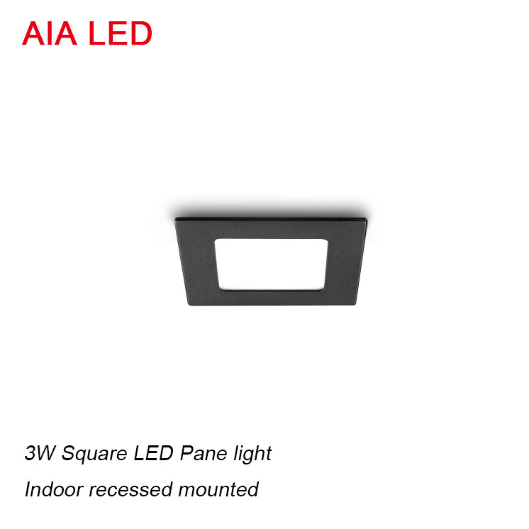 Recessed mounted indoor IP40 3W Ultrathin LED Panel light for hotel used