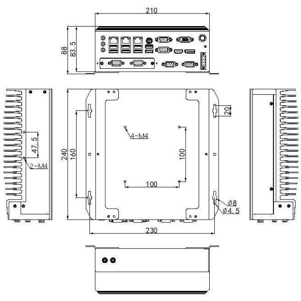 IBOX-708C Industrial Mini PC Support HDMI/DP/VGA 6*COM 8*USB3.0