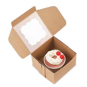 Wholesale Custom Valentines Cake Takeout Food Pastry Macarone Bento Kraft Paper Box with Window from china suppliers