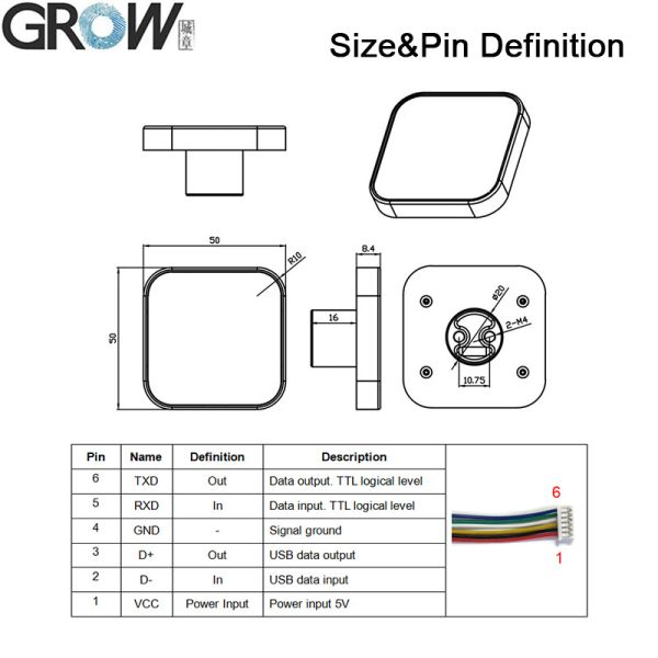 Grow GM811 Series DC5V 1d 2D USB Uart Barcode Scanner Module Reader