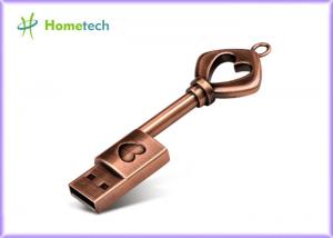 64GB / 32GB Metal Bronze Heart Key Flash Drive USB 2.0 Pendrive Memory Stick Drives