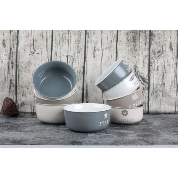 Promotional Round Ceramic Salad Bowl Personalized Breakfast Noodle Bowl Set Of 4