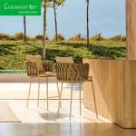 Customized Color Aluminum Frame Woven Rope Bar Stool Chair for Hotel Courtyard