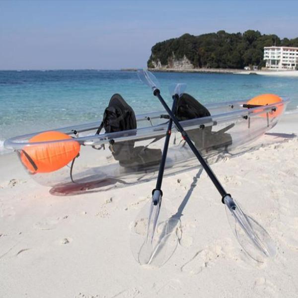 Transparent 2 Person Touring Kayak , 6mm Hull Clear Bottom Canoe With Equalizing