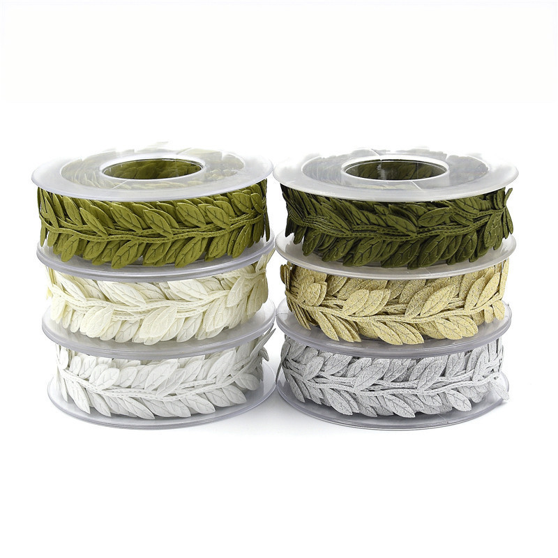 Polyester Leaf Ribbon Ultrasonic Red Poly Ribbon For Wedding Decoration