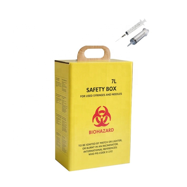 2.5L Custom Logo Cardboard Paper Sharp Container Box Safety Box For Small Sharps Yellow packaging Used In Hospitals