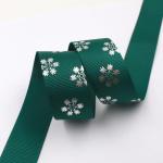 Fancy Personalised Printed Ribbon Emboss / Hot Stamping Type Dark Green Color