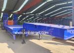 Blue 40 Ft Semi Low Bed Trailer 30-100t Load Hydraulic Adjusting