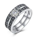 High Quality Classic 925 Sterling Silver Diamond Studded Cluster Engagement