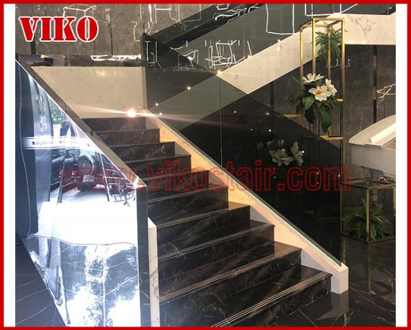 Double Steel Plate Staircase VK15S Railing tempered glass, Handrail b eech