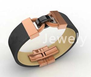 Wholesale Top Quality Europe Fashion Stainless Steel Genuine Leather Silicone Bangle Bracelet ADB249 from china suppliers