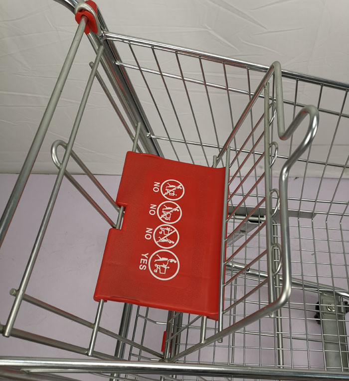 Small 60L Metal Shopping Trolley Grocery Store Shopping Cart With PU Wheels