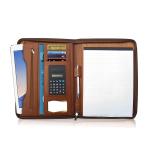 Zip Closure Business Portfolio Organizer Premium Water Resistant PU Leather Made