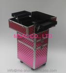 Three Layers Aluminum Makeup Trolley Case With Pink Color