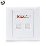 Kico cat6 cat7 RJ45 doule port pvc faceplate Type 86*86 Networking Faceplate