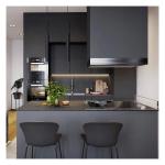CAD/3D Freely Light Grey Matte Lacquer Solid Wood Kitchen Cabinets with Centre