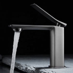 Wholesale Brass Modern Single Hole Single Handle Basin Mixer in Grey from china suppliers