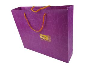 Wholesale Custom Logo Gold Hot Stamping Purple Color Printing 300G Matte Art Paper Material OEM Design Paper Bag from china suppliers