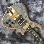 Custom Grand Neck Through Body Flamed Maple Top 5 Strings Bass Guitar Alem Cut